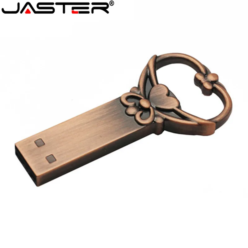 JASTER,, металлический медный USB флеш-накопитель с сердечком, флешка, 4 ГБ, 8 ГБ, 16 ГБ, 32 ГБ, usb 2,0, карта памяти, флеш-карта, подарки