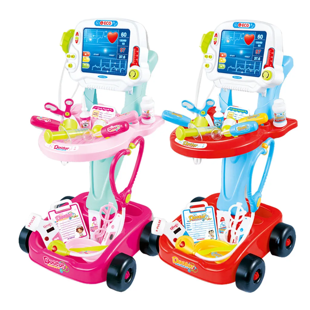 ألعاب أطفال لفتاة مسرحية لعبة الطبيب مجموعة مع الكهربائية محاكاة ECG الطبية و سماعة الطبيب عدة دور اللعب اللعب L0613