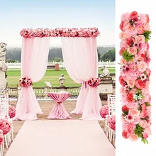 Розы Искусственные в полоску с цветами, свадебные павильоны, цветы, полоски, квадратный балдахин, цветочное украшение, Свадебные Поставки, 3 м x 24 см
