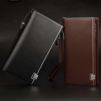 

by dhl or ems 50pcs Men's Wallets Solid Leather Long Wallet Portable Cash Purses Casual Standard Wallets Male Clutch Bag