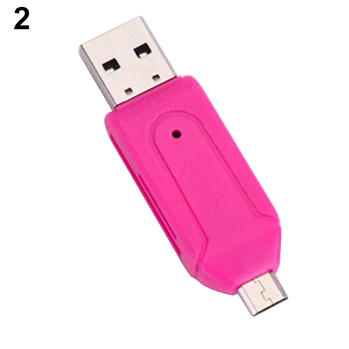 1 шт. 2 в 1 USB 2,0 OTG устройство для чтения карт памяти адаптер Универсальный Micro USB устройство для чтения карт SD TF для ПК телефона компьютера ноутбука - Цвет: Розовый