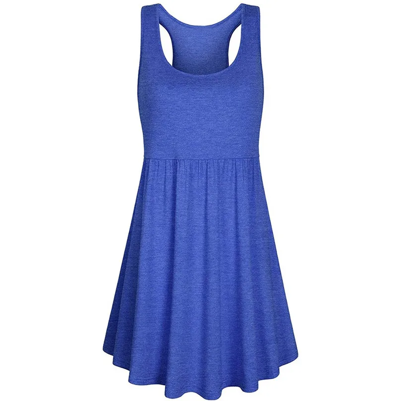 

Sleeveless strap solid color sports Mini dress Women's Summer casual sport Dress plus size 2XL jurken grote maten 10#