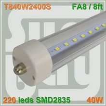 4pcs/lot LED TUBE 2400MM 8ft 2.4m 40W single pin FA8 110V replace existing fluorescent fixture Milky Clear cover available