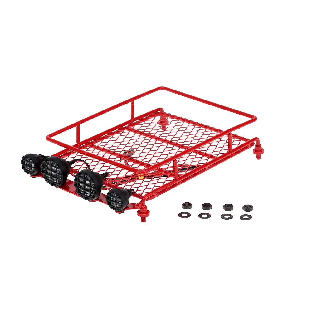 Metal Roof Luggage Rack with LED Light Bar for 110 18 RC Car Rock Crawler Rally 4WD CC01 CR01 D90 AXIAL SCX10 RC Cars Parts (3)