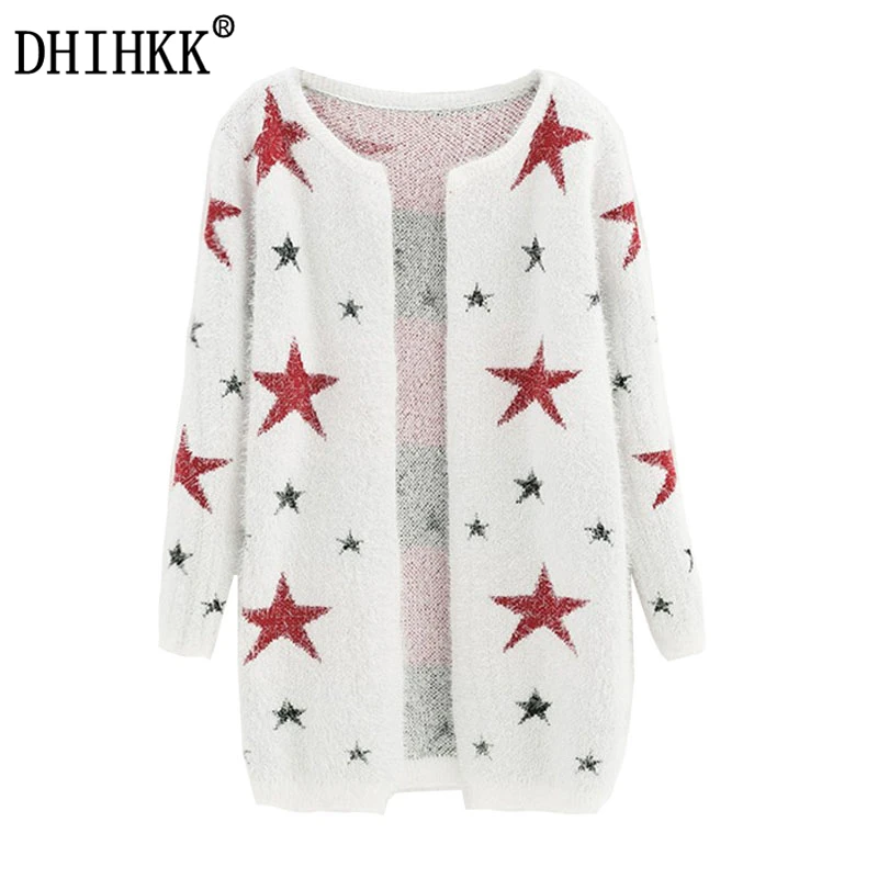 Online Buy Wholesale Patterned Cardigans From China Patterned DHIHKK 2017 New arrivals Fashion Star Pattern Cardigans Female Sweaters Long Sleeve Knitted Slim Women Sweater - Online Buy Wholesale Patterned Cardigans From China Patterned