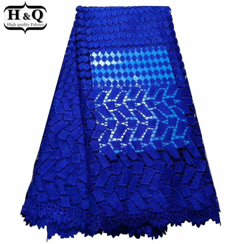 

Royal Blue African Embroidered Lace Fabric High Quality African Cord Lace 5 Yards/Piece African Water Soluble Lace Fabric 2019
