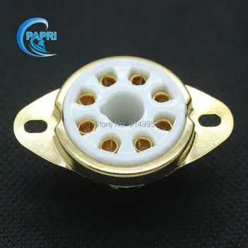 

PAPRI 10PCS K8A Gilded 8pin Ceramic Tube Sockets DIY Chassis Mount Valve Base For 6V6 6SN7 KT66 EL34 6550 KT88 6L6 6CA7
