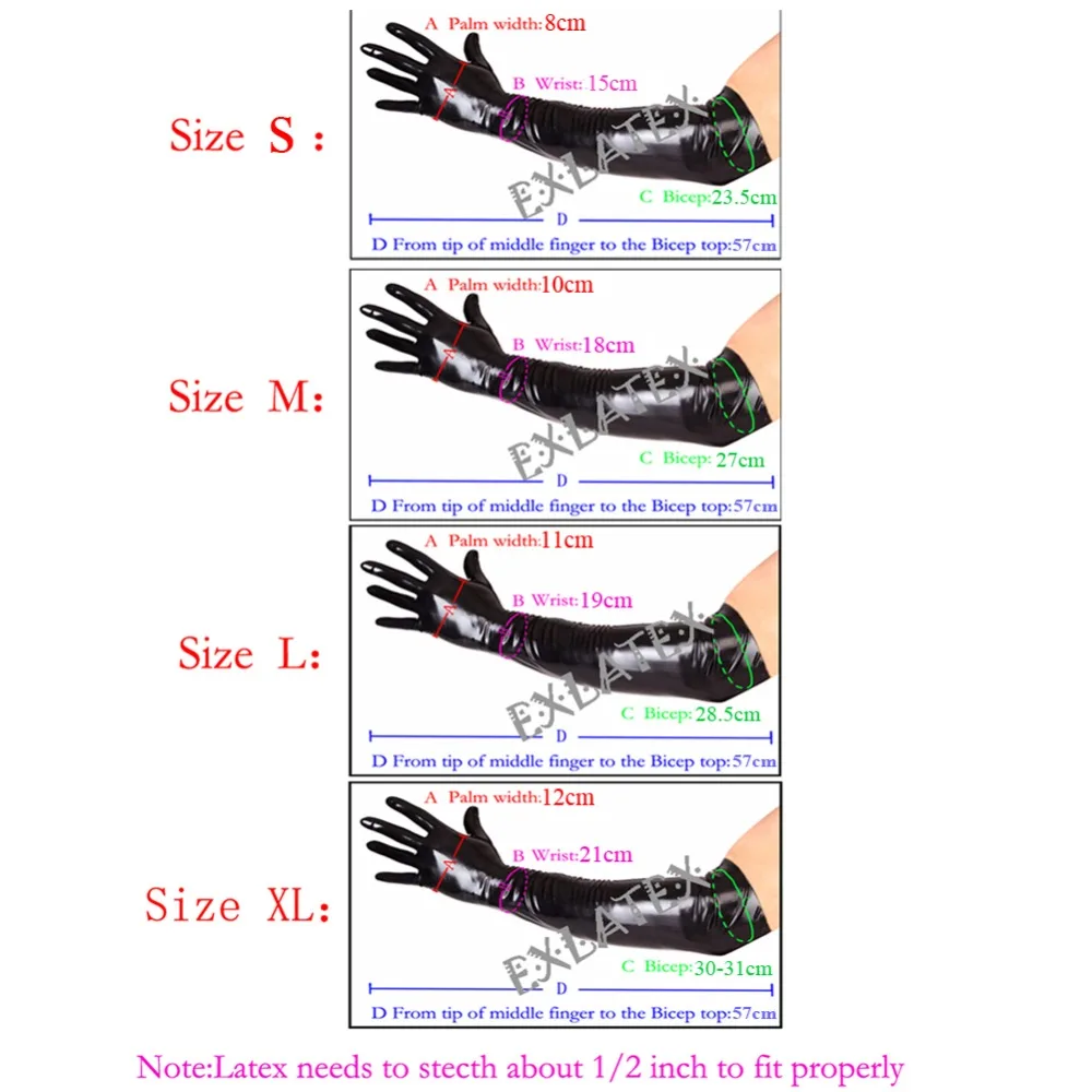 Latex Gloves Unisex Fitness Gloves Long Sleeve Gloves Latex Rubber Pink Long Gloves Club Outfits Fetish Plus Size Mittens 58cm (2)