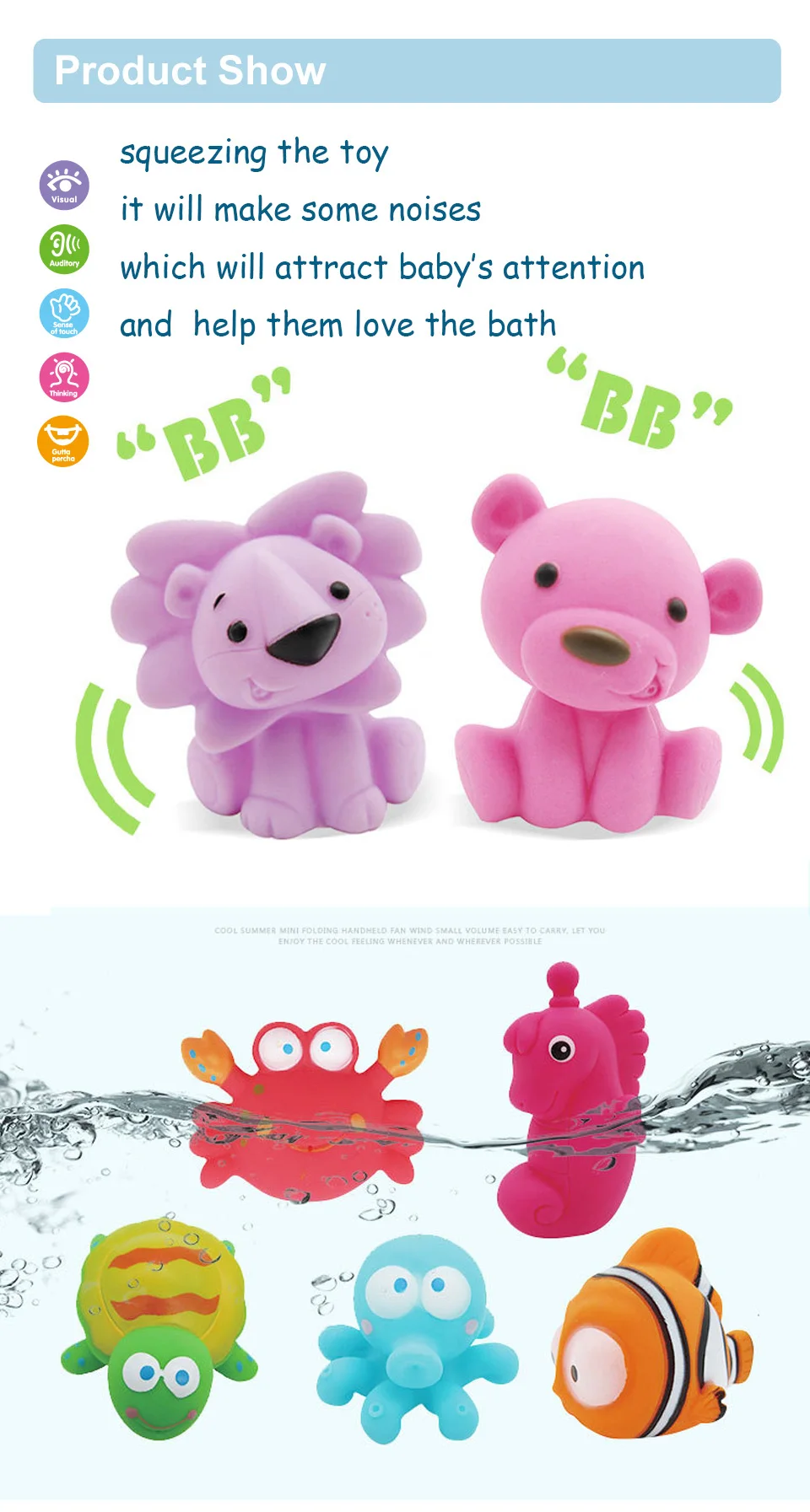 Игрушки для ванной смешанные животные фрукты овощи красочные мягкие резиновые поплавок сжимают звук скрипучий Купание игрушка для купания для ребенка