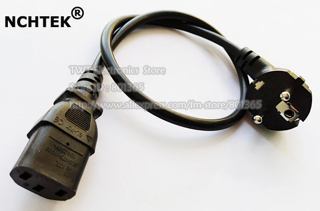 NCHTEK Европейский Schuko 3-контактный штекер к IEC320 C13 женский кабель адаптера питания.