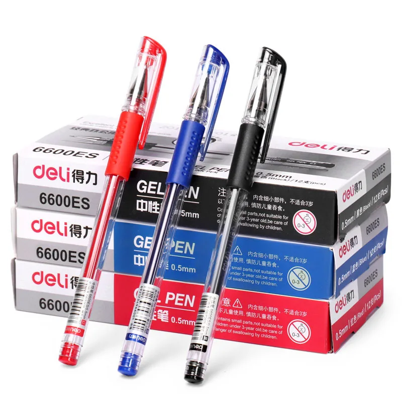 

3pcs Children'S Stationery European Standard Gel Pen School Office Signature Pen Black Red Blue Gel Pen 0.5mm Needle Refill