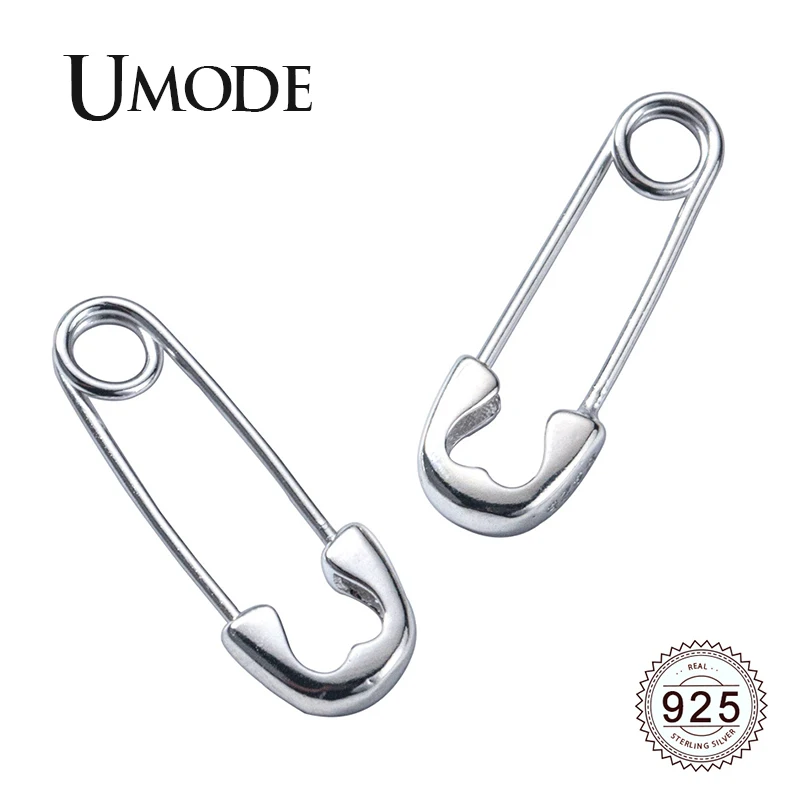 

UMODE 2019 New 925 Sterling Silver Hoop Earrings for Women White Gold Simple Geometric Earring Black Paper Clips Jewelry ALE0557