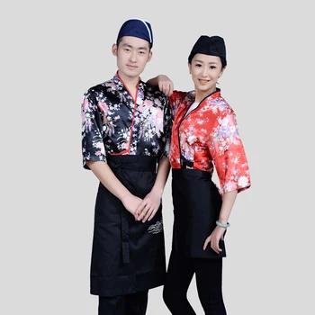 

2020 custom made unisex japanese korea style chef uniform cook work wear medium sleeve restaurant cook shirt waiter
