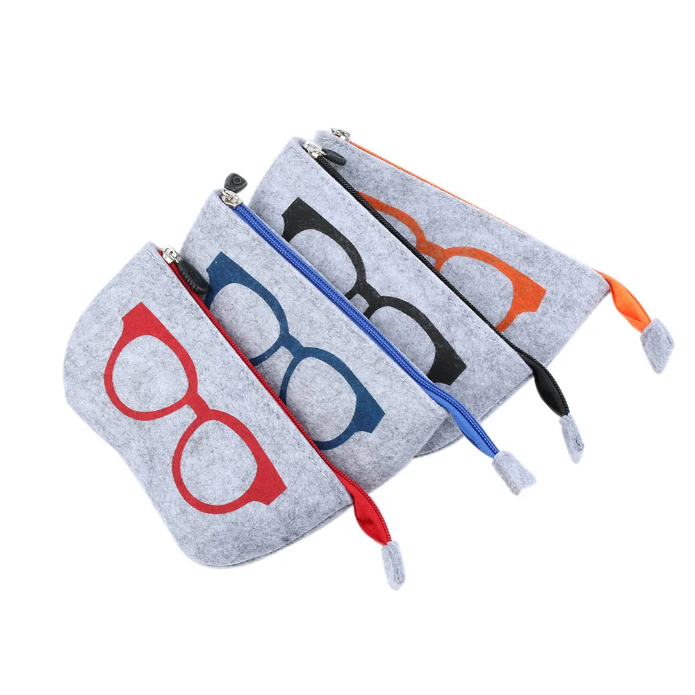 

1PC Unisex Felt Glasses Case Bag Sunglasses Case Box Portatives Soft Zipper soleil Lunettes de soleil Protector Sunglasses Pouch