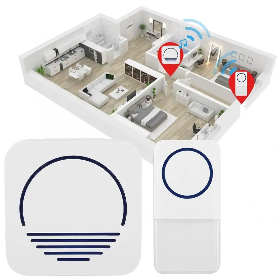 Умный беспроводной датчик дверного звонка приемник дверного звонка комплект 1V2 52 Мелодии US 110-220 V