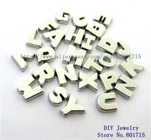 

wholesales 26pcs solid zinc alloy floating locket memory charms letters 5-8mm for floating living memory locket