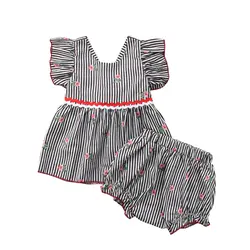 Платье для новорожденных девочек, полосатые топы и шорты, комплект одежды из 2 предметов, пляжный костюм, одежда