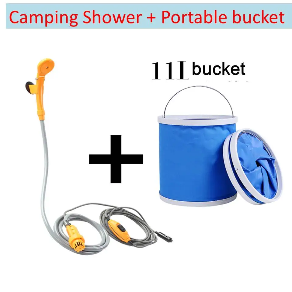 Portable Bucket And Camping Shower 12v Cigarette Adapter And Turns