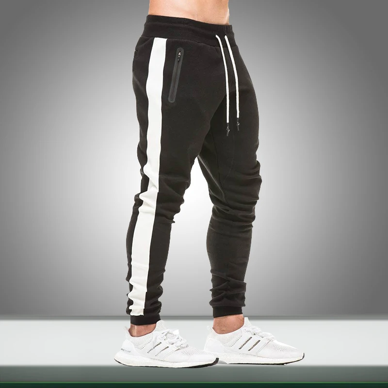 

2019 Autumn New Men Casual Sweatpants Solid Side Stripe Slim Fit Men's Sportswear Jogging Pencil Pants Gym Bodybuilding Trousers