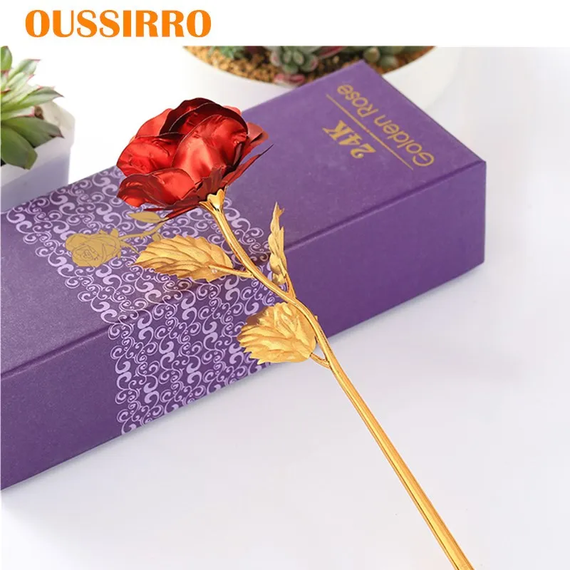 

2019 Valentine's Day flower Gift 24K Foil Plated Rose Gold artificial flowers Creative Forever Love Wedding Decor souvenir