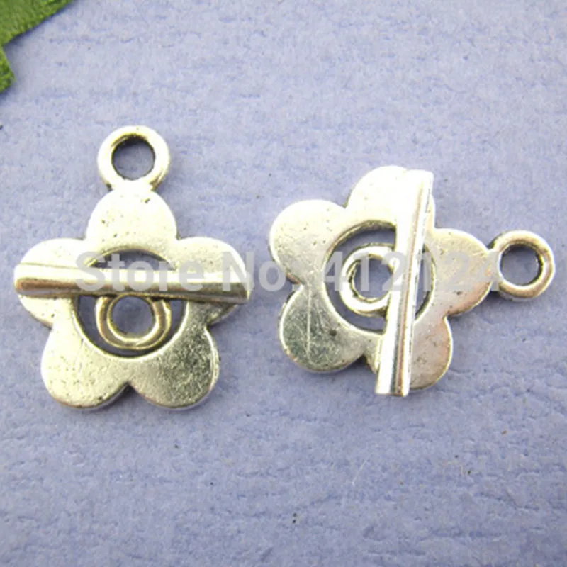 Buy 125Sets Silver Tone Flower Metal