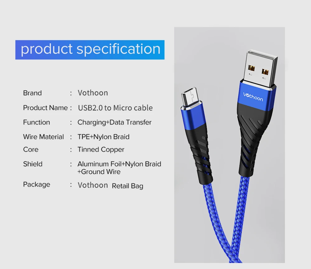 Votoo Micro USB кабель 2.4A нейлон Быстрая зарядка USB кабель для передачи данных для samsung Xiaomi LG Android мобильный телефон usb кабель для зарядки