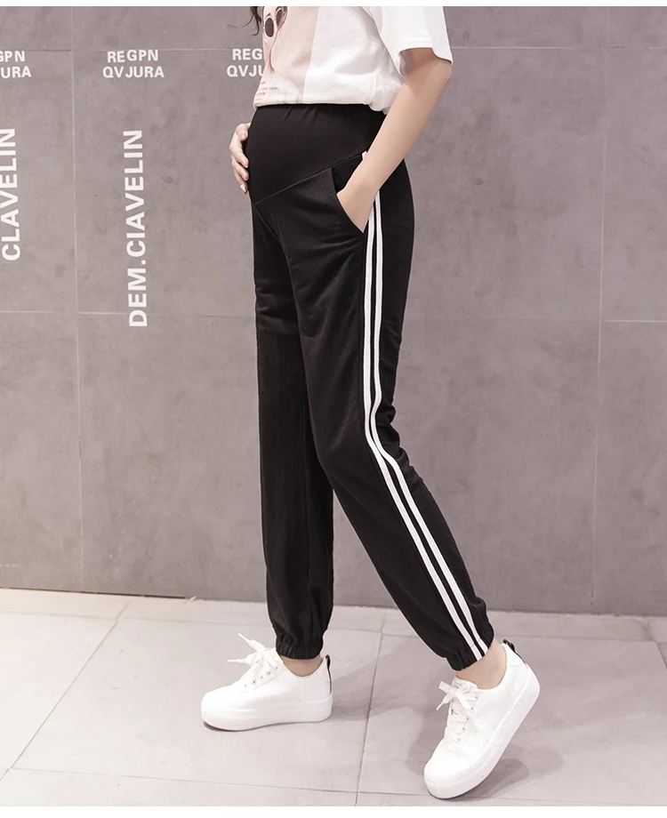 used maternity clothes near me 3126# Spring Summer Fashion Maternity Jogger Pants Elastic Waist Belly Pants Clothes for Pregnant Women Thin Pregnancy Trousers petite maternity clothes