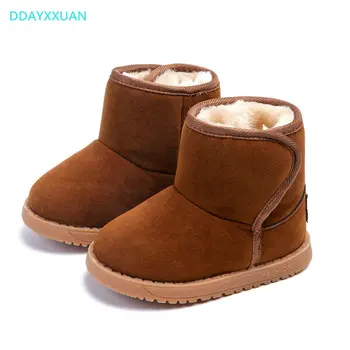 

Kids Snow Boots Shoes For Girls Boots 2018 New Fashion Winter Warm Plush Baby Snow Boots Shoes Flat With Round Toe Infant Boots