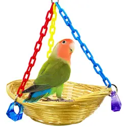 Бамбуковая корзина клетка для попугая играть Игрушки для птиц красочные легко установить быстрый переход зоотоваров весело висит дома