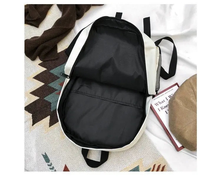Нейлоновый рюкзак для женщин, школьная сумка для девочек-подростков, студенческий повседневный рюкзак для колледжа, большой молодежный рюкзак для подростков с черными буквами