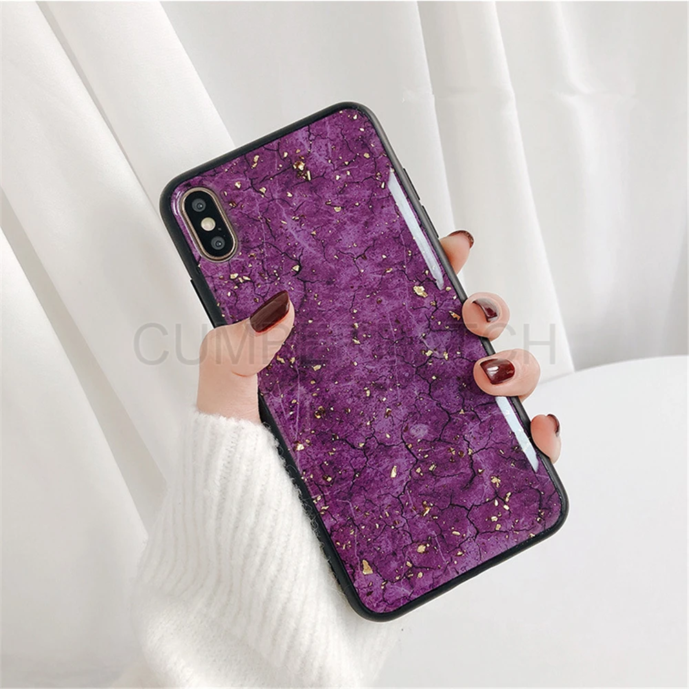 Luxury Green Diamond Crack Marble Phone Case For iphone 7 8 6 6s Plus Bee With Wing Funda cover for iphone XS MAX XR X back   (12)