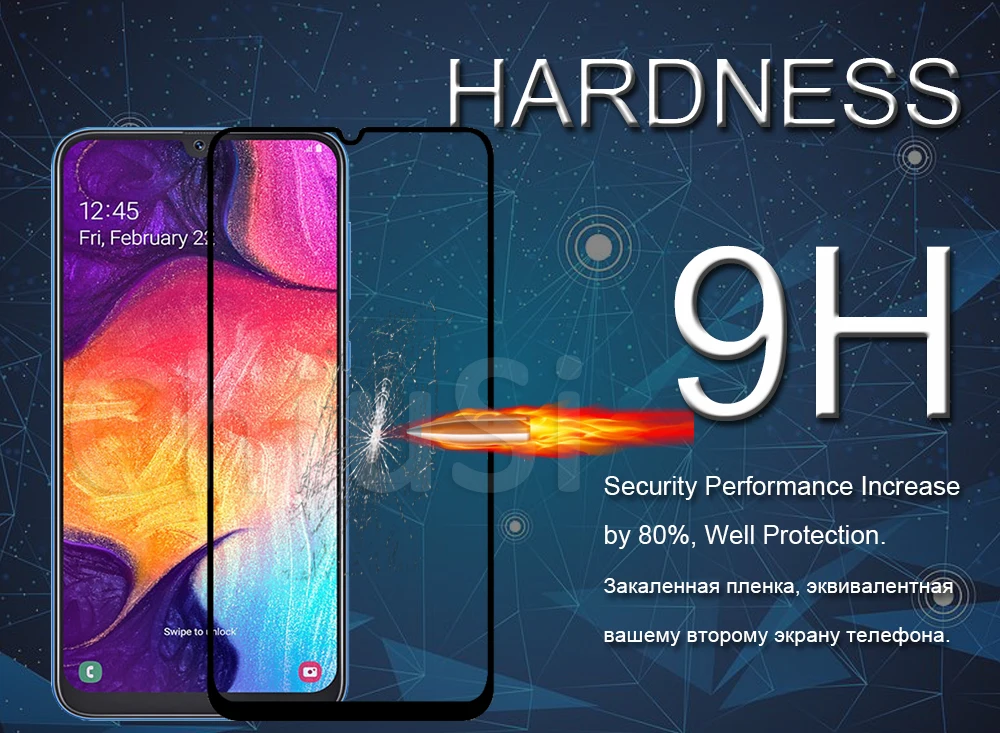 75 шт./лот 2.5D Премиум Закаленное стекло для samsung Galaxy A50 A505 A505F A505D полное покрытие экрана Защитная пленка