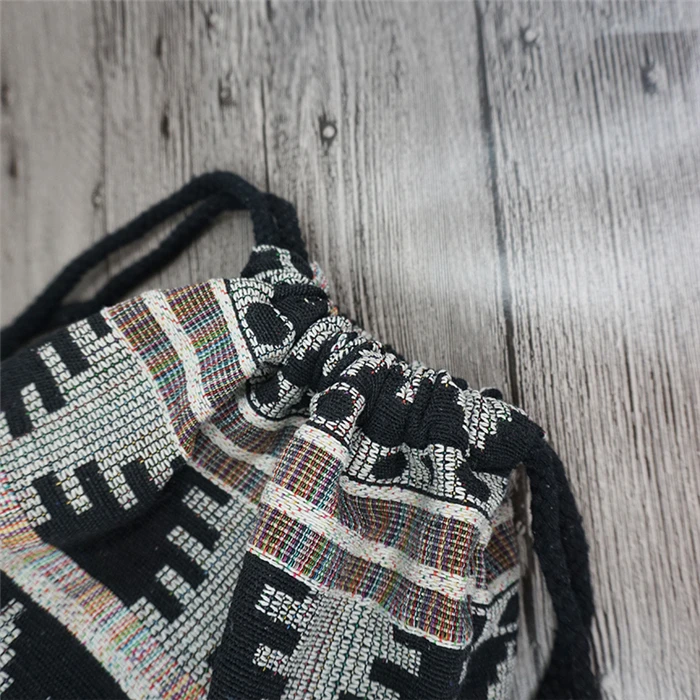 2022 Women Fabric Backpack Female Gypsy Bohemian Boho Chic Aztec Ibiza Tribal Ethnic Cottage Soft Brown Drawstring Rucksack Bags