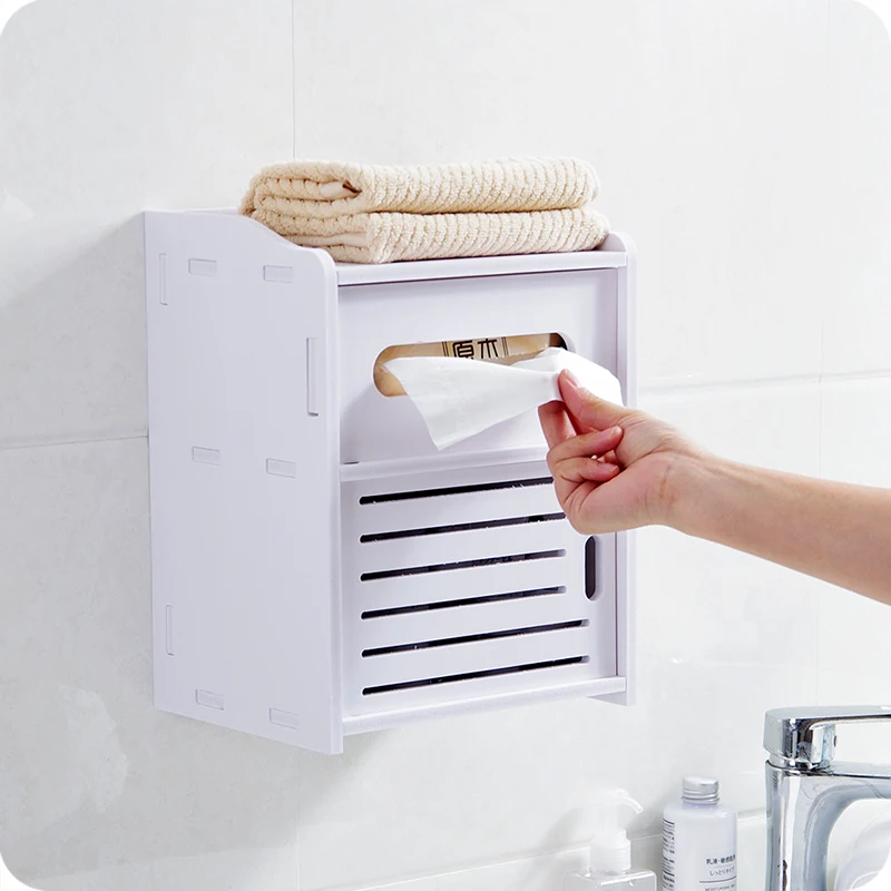 

European style DIY three-layer walled towel box storage box for cosmetic bath towel tissue Remote Control Phone Holder