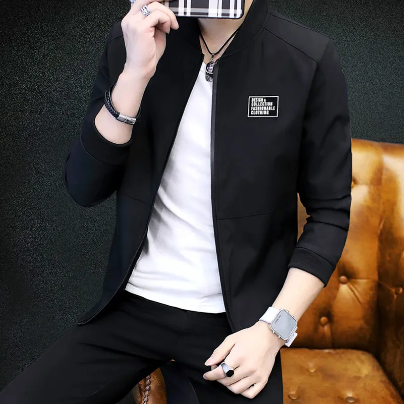 2019 جديد الرجال سترة أنيق الحد الأدنى عارضة سترة الرجال بلون دراجة نارية سترة الوقوف طوق البيسبول سترة الرجال جاك