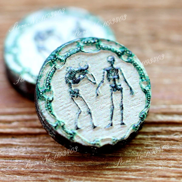 

10pcs Unique 3D Embossed 16mm Round Coloured Drawing pattern Laser Cut wood Cabochon DIY for Rings, Earring,Brooch,Necklace