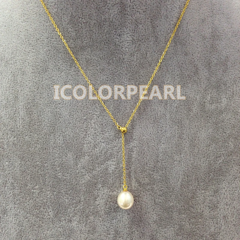 

WEICOLOR 18 inches 9-10mm Nice Waterdrop Natural Cultured Freshwater Pearl Pendant And 925 Silver Chain . Length Adjustable.