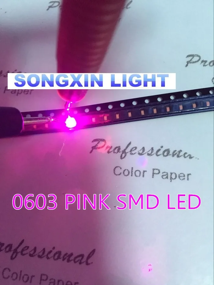 100 шт 0603 розовый ультра яркий SMD SMT СВЕТОДИОДНЫЙ светильник-излучающие диоды высокого качества
