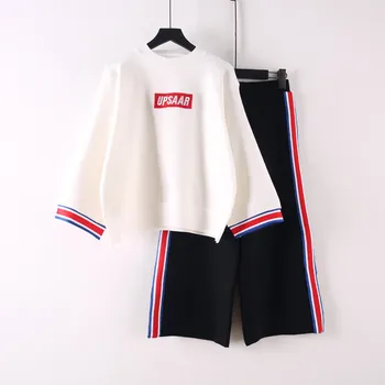 

Women Sweatsuits 2018 New Autumn Korean Loose Casual Two-piece Sets Letter Embroidery Fashion Pullovers Pants Sets Tracksuits