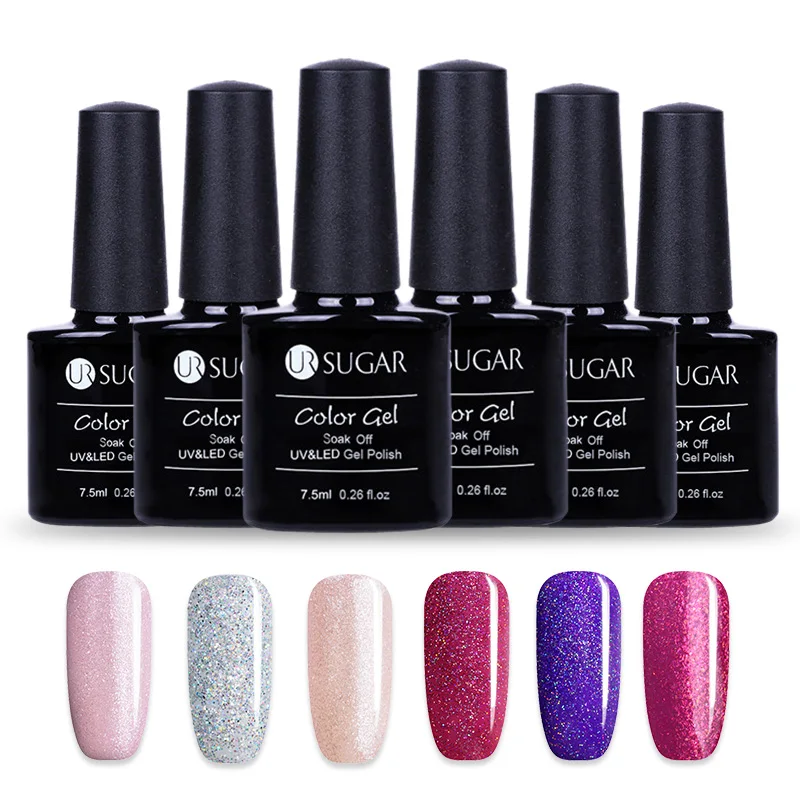 

UR SUGAR 6 Pcs/lot Nail Polish Set UV Gel Polish 7.5ML Soak Off Paint Nail Art Long Lasting Gel Lak Varnish Summer Spring Series