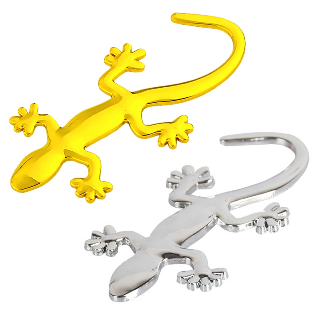2 Pcs Car 3D Decal Sticker Badge Emblem Golden Gecko Lizard For Bumper Window us