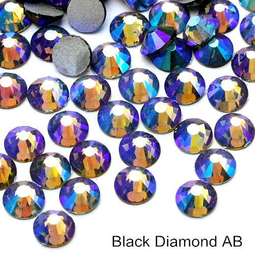 1440 шт SS3 до SS30 Красные Стразы AB без горячей фиксации стеклянные стразы с плоской задней стороной для украшения ногтей B0995 - Цвет: Black-diamond-AB