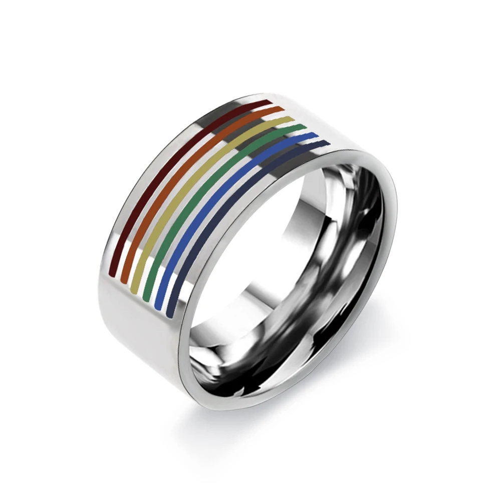 2018NEW 1Pcs Rainbow Ring Lesbian Gay Pride Ring Stainless ...