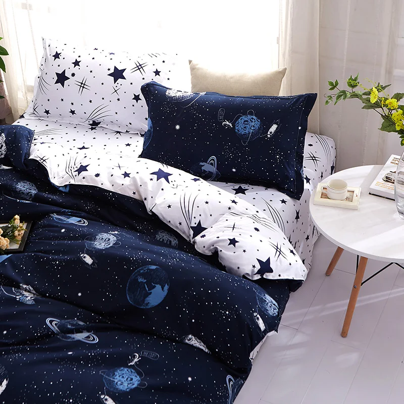 Sookie Galaxy Bedding Set Universe Planet Print Duvet Cover And