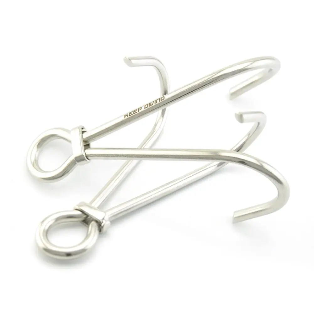 

KEEP DIVING 1Pcs 135mm Silver Diving Special Double Hook Corrosion-resistant Diving Dual-hooks 316 Marine Grade Stainless Steel