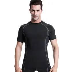 Мужские спортивные тренировочные футболка для профессионалов с коротким рукавом быстросохнущая компрессионная рубашка пот Спортзал