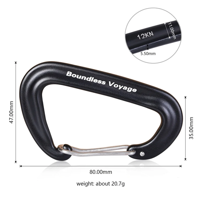 12KN Climbing Carabiners Heavy Duty D-type Clips Aluminum Alloy Hook Hammocks Camping BVC02 climbing carabiner