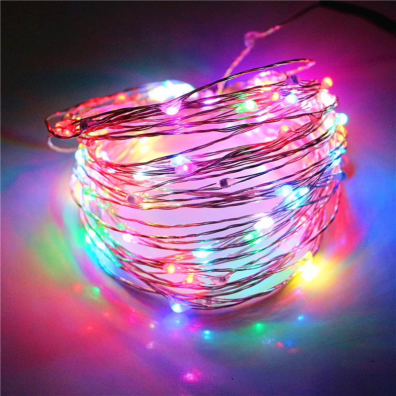 

5M 10M Sliver Wire LED String Light Waterproof Multicolor RGB USB 5V Power Operated Fairy Light For Christmas Home Party Decor