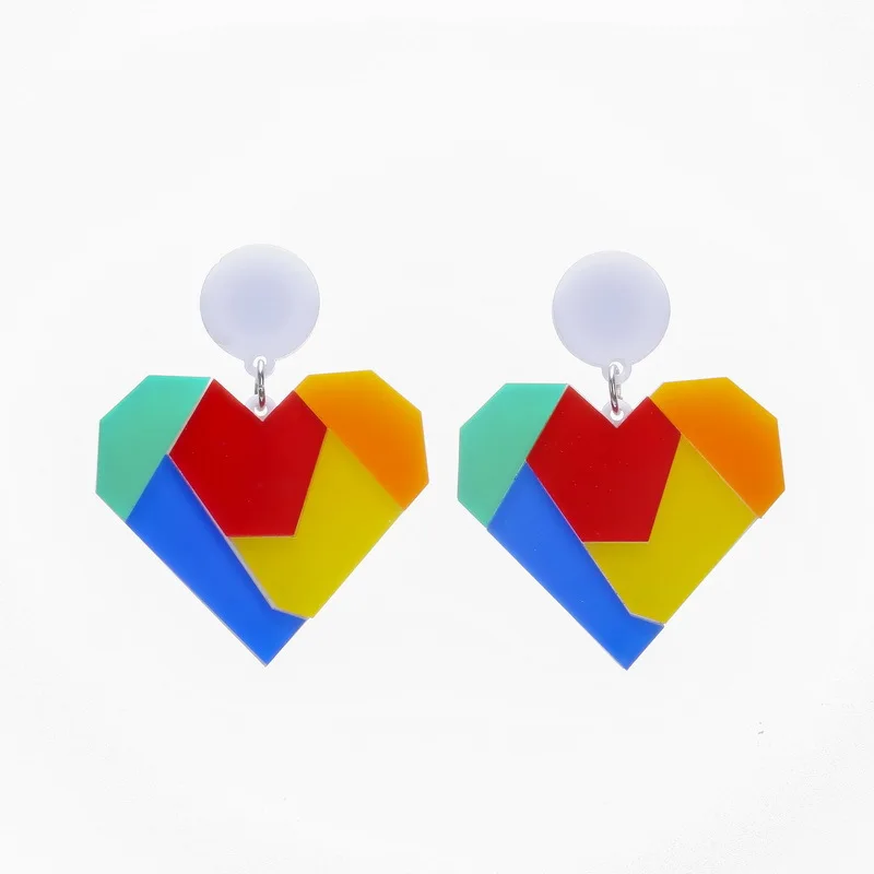 

Stylish Colorful Peach Heart Shape Acrylic Drop Earrings Yellow Blue Red Funny Dangle Earrings Fashion New Party Club Jewelry