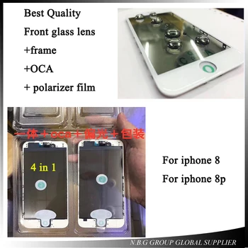 

10pcs/lot Cold Press Front Screen Outer Glass Lens with Bezel Frame OCA Polarizer Film For iPhone 8g/8plus Replacement